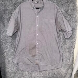 Lacoste Men's Gingham Short Sleeve Button Down Shirt 3XL Gray White